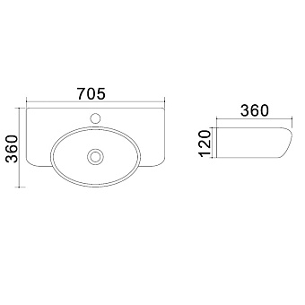 Раковина накладная Azario Trend AZ-4360T 70,5х36см