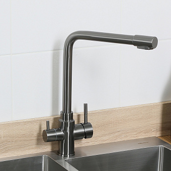 Смеситель для кухни MELANA F9505HB поворотный излив графит