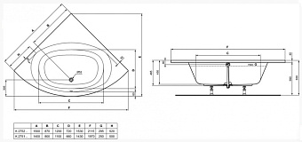 Ванна акриловая IDEAL STANDARD HOTLINE K275201 153х90см встраиваемая