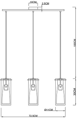 Светильник подвесной Arte Lamp ARIES A8983SP-3PB 60Вт E27