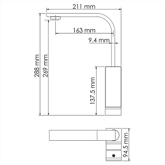 Смеситель для кухни WASSERKRAFT Abens 2007 поворотный излив чёрный