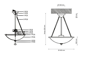 Люстра потолочная Lucia Tucci SESTO 175.3 R40 180Вт 3 лампочек E27