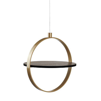 Полка круглая подвесная в ванную BURGBAD LAVO 2.0  ACFN030 золото матовое/дерево