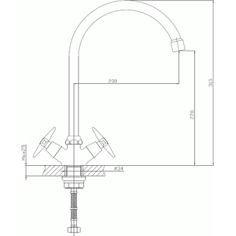 Смеситель для кухни VODA VASILEK VL 519 высокий излив хром
