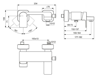 Смеситель для ванны IDEAL STANDARD EDGE A7121AA хром