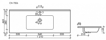Раковина накладная Ceramica Nova ELEMENT CN7006 121х46,5см