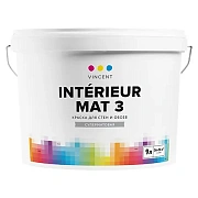 Краска для минеральных поверхностей акриловая/матовая VINCENT DECOR Intérieur Mat 3 I-3 Белый основа A 9л