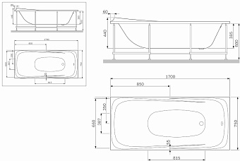 Экран для ванны AM-PM Sensation W30A-170-075W-P 75см