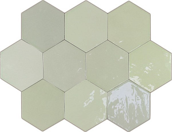 Настенная плитка WOW Zellige Hexa 122083 Mint 10,8х12,4см 0,382кв.м. глянцевая