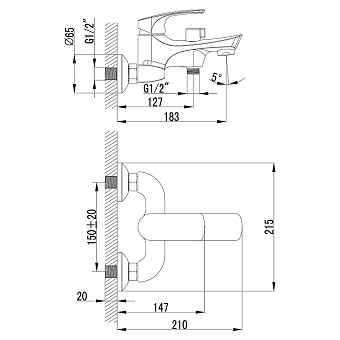 Смеситель для ванны LEMARK Plus Shape LM1712C хром
