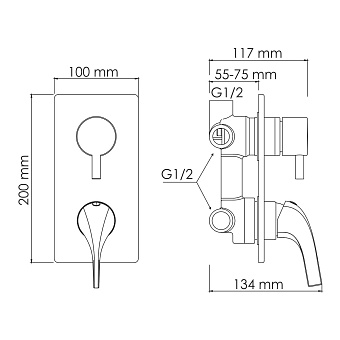 Смеситель для душа WASSERKRAFT Sauer 7171 золото глянец