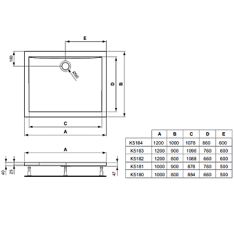 Душевой поддон IDEAL STANDARD ULTRAFLAT K518001 80х100см