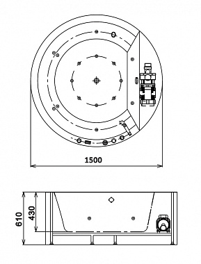 Ванна акриловая Gemy G9230 K 150х150см отдельностоящая