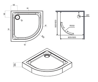Душевой поддон AM-PM X-Joy W88T-205-080W 15х80см