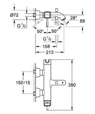 Смеситель для ванны GROHE Grandera 23317IG0 золото/хром