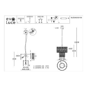 Светильник подвесной Evoluce RIDA SLE283203-05 200Вт E27