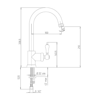 Смеситель для кухни Paini Duomo 88CR572L1US1KM высокий излив хром