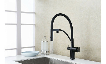 Смеситель для кухни LEMARK Bronx LM3761BL с краном для питьевой воды чёрный