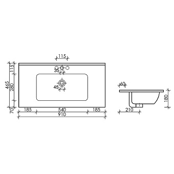 Раковина накладная Ceramica Nova Element CN7002MB 91х46,5см