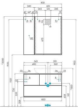 Тумба под раковину подвесная Акватон Терра 1A247201TEKA0 45х85х52,2см
