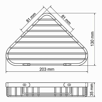 Полка в ванную угловая WASSERKRAFT Elbe K-733BLACK 1-ярусная 13х20,3см чёрный