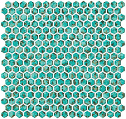 Керамическая мозаика Atlas Concord Италия Dwell 6DHT Turquoise Hexagon Gold 30х30см 0,36кв.м.
