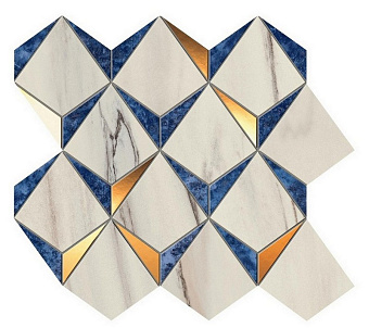 Керамическая мозаика Atlas Concord Италия Marvel Dream 9MDN Diamonds Bianco Ultramarine 35,8х32,9см 0,707кв.м.