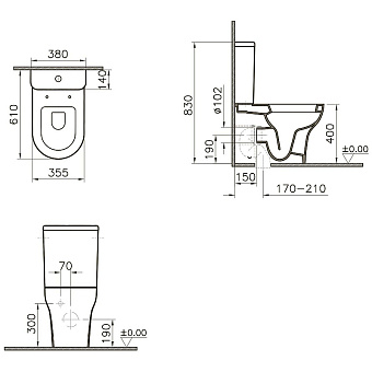 Унитаз напольный VITRA Zentrum 9012B003-7204 ободковый с микролифтом