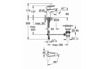 Смеситель для раковины GROHE BauEdge 23559001 хром