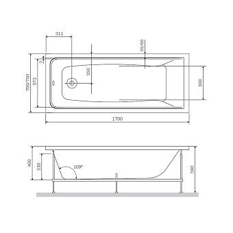 Каркас под ванную AM-PM Gem W90A-170-075W-R 170см