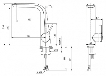Смеситель для раковины IDEAL STANDARD MELANGE A6042AA хром