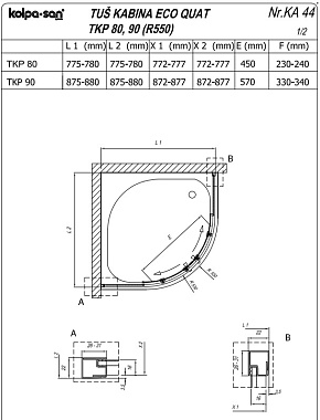 Угловое ограждение KOLPASAN Eco Quat 538580 185х90см стекло прозрачное