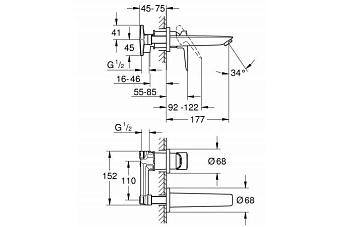 Смеситель для раковины GROHE BauEdge 20474001 хром