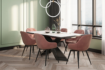 Кухонный стол раскладной AERO 95х180х75см закаленное стекло/керамика/сталь Rose Gold