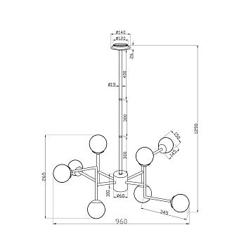 Светильник подвесной Maytoni Erich MOD221-PL-08-N 320Вт E14