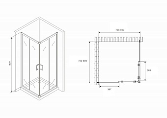Угловое ограждение Abber Schwarzer Diamant AG02080B5 190х80см стекло прозрачное
