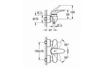 Смеситель для душа GROHE Eurostyle 23722003 хром