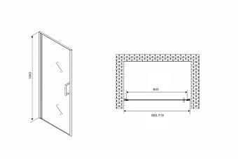 Душевая дверь Abber Sonnenstrand AG04070M 195х70см стекло матовое