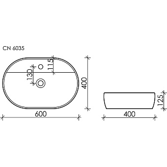 Раковина накладная Ceramica Nova ELEMENT CN6035 60х40см