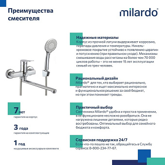 Смеситель для ванны MILARDO Demi DEMSB02M02 хром глянец