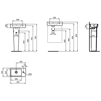 Раковина подвесная IDEAL STANDARD Ideal Standard i.life S T458601 45х25см