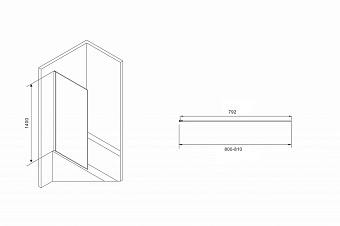 Стеклянная шторка на ванну Abber Immer Offen AG71080B 140х80см