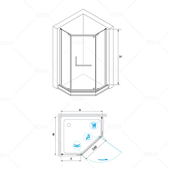 Угловое ограждение RGW Hotel SV-81 195х90см стекло прозрачное