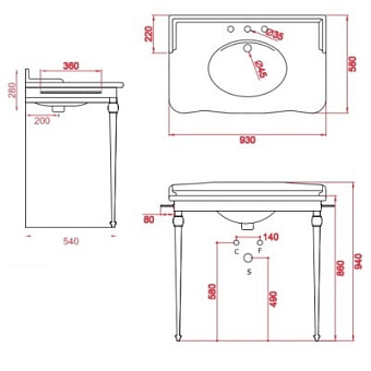 Консоль под раковину ArtCeram HERMITAGE HEA016 71 хром