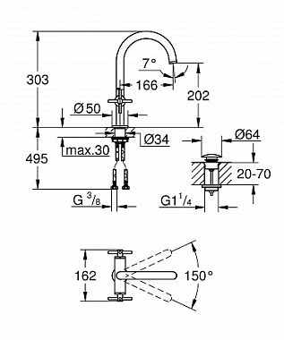 Смеситель для раковины GROHE Atrio New 21019DC3 хром