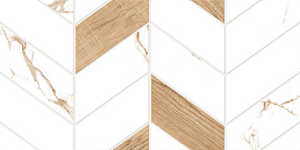 Декор Global Tile Marmaris GT GT128VG белый 25х50см 1,375кв.м.