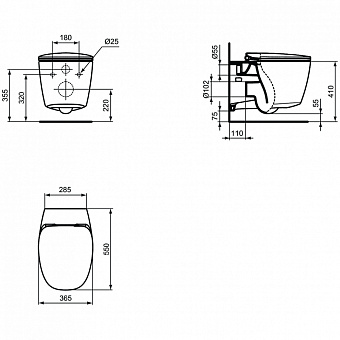 Унитаз подвесной IDEAL STANDARD DEA T348801 безободковый с микролифтом