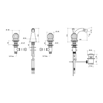 Смеситель для биде Bongio Rivoli 05503OR00 золото