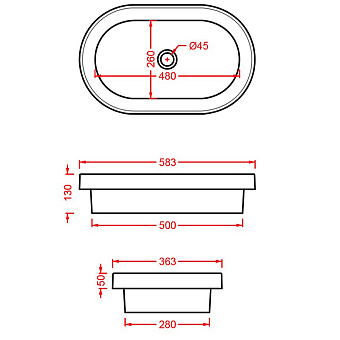 Раковина накладная ArtCeram Fuori Scala TFL033 41 00 36х58см