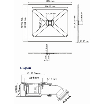 Душевой поддон WASSERKRAFT Elbe 74T10 100х120см